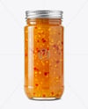 Glass Jar with Hot Pepper Jelly Mockup