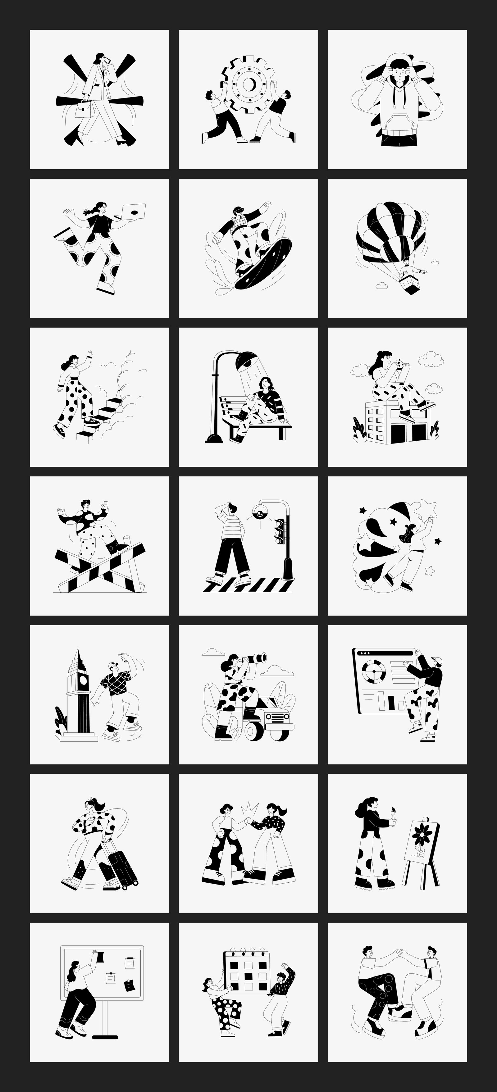 Monochrome Illustration Set