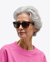 Elderly Woman Wearing Sweatshirt & Sweatpants Mockup
