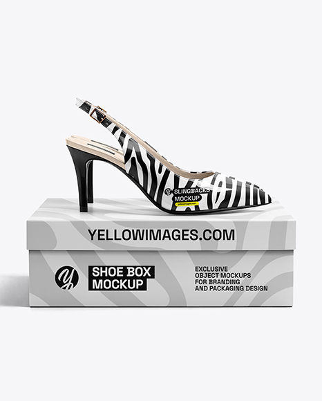 Pair of Glossy Slingbacks on Shoe Box Mockup - Shoe+Box+Mockup+2018+|+Free+Mockup