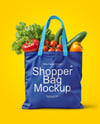 Shopper Bag with Vegetables Mockup