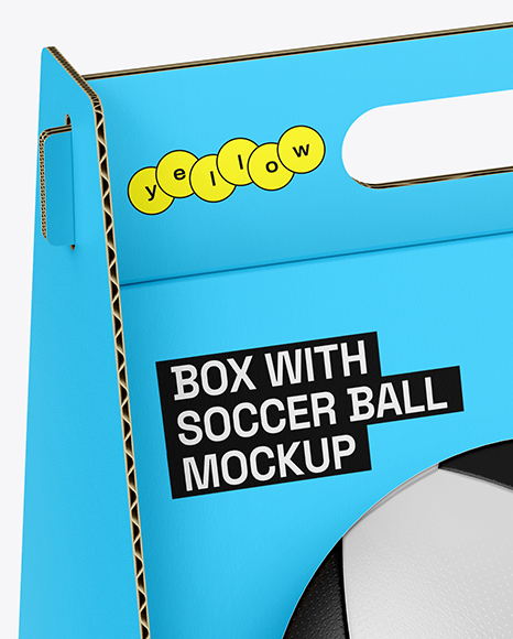Cardboard Box With Soccer Ball Mockup