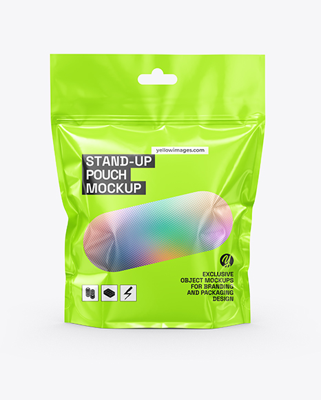 Glossy Stand-up Pouch Mockup - Glossy+Pouch+Mockup+In+Pouch+Mockups+On+Yellow+Images+Object+Mockups