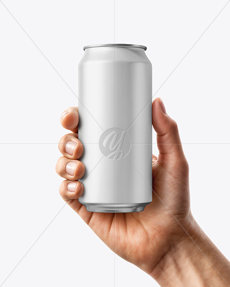 Aluminium Can With Matte Finish in a Hand Mockup
