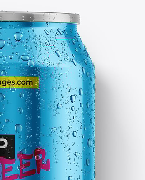 330ml Metallic Aluminium Can with Condensation Mockup