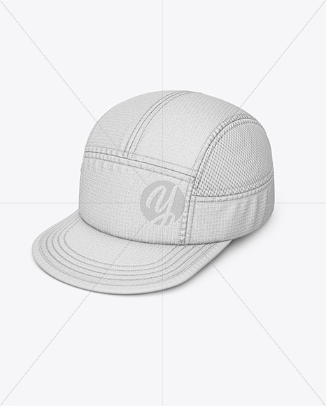 Ripstop Snapback Cap Mockup - Half Side View (High-Angle Shot)