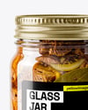 Clear Glass Jar with Canned Stewed Meat Mockup