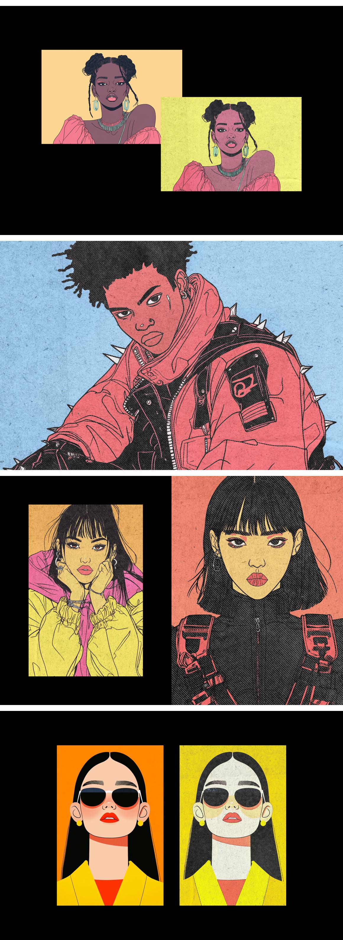 Line Halftone Print Photo Effect