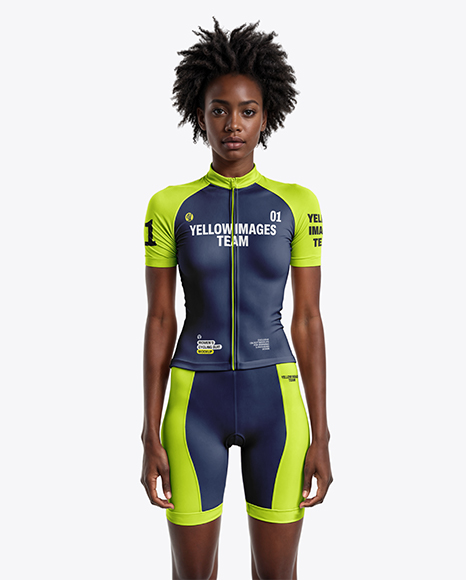 Black Woman Wearing Raglan Cycling Jersey and Bib Shorts Mockup - Spot+Pattern+Cycling+Jersey,+Short+Sleeve+Jerseys+(Women+...