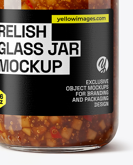 Glass Jar with Sweet Relish Sauce Mockup