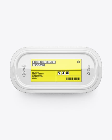 Glossy Plastic Food Container in Paper Sleeve Mockup