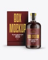 Black Rum Bottle with Box Mockup