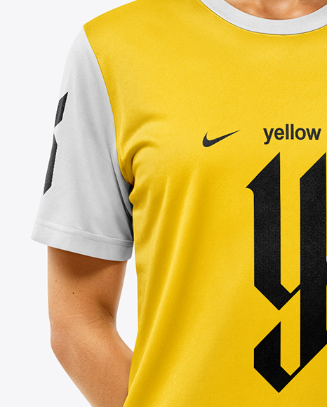 Woman Wearing Soccer Jersey and Shorts Mockup