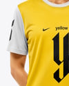 Woman Wearing Soccer Jersey and Shorts Mockup