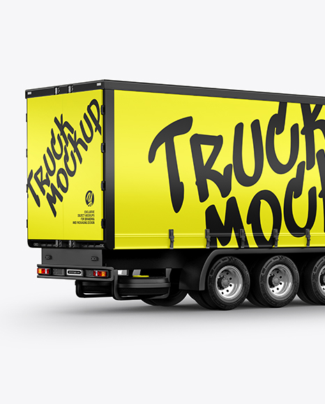 Semi Trailer Truck Mockup - Back Half Side View