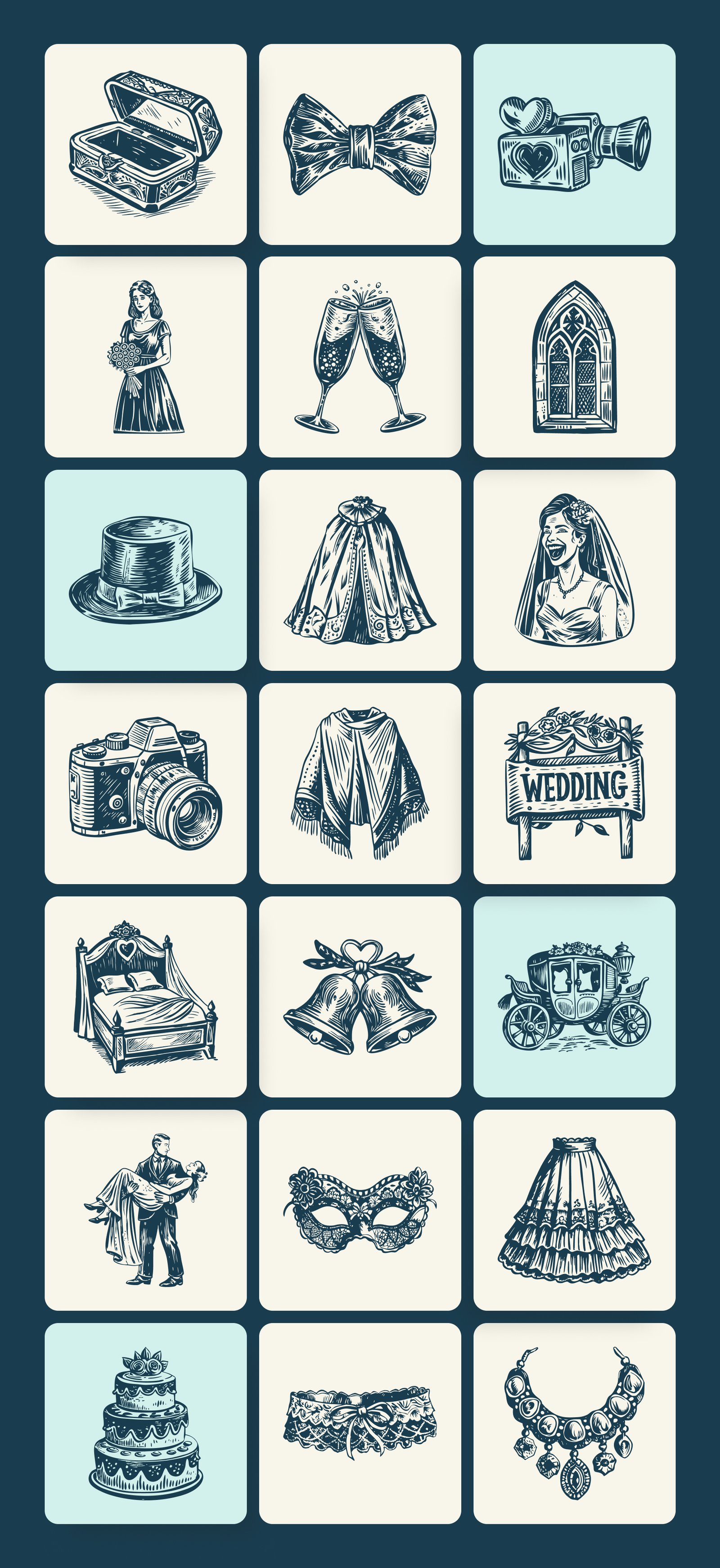 Vintage Wedding Illustration Set
