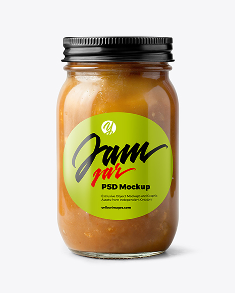 Clear Glass Jar with Apple Butter Mockup - Mockup shots