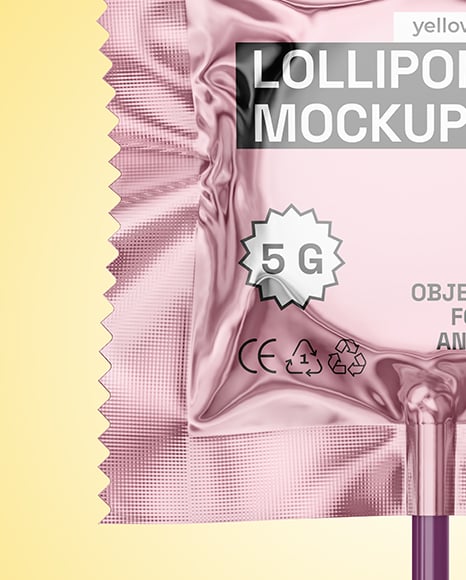Metallic Lollipop Sachet Mockup