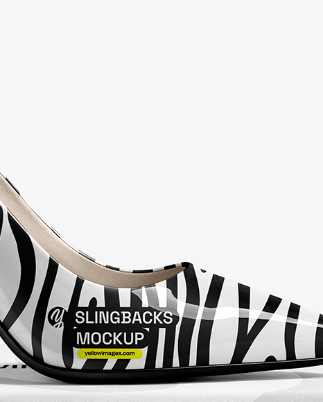 Glossy Slingback on Shoe Box Mockup