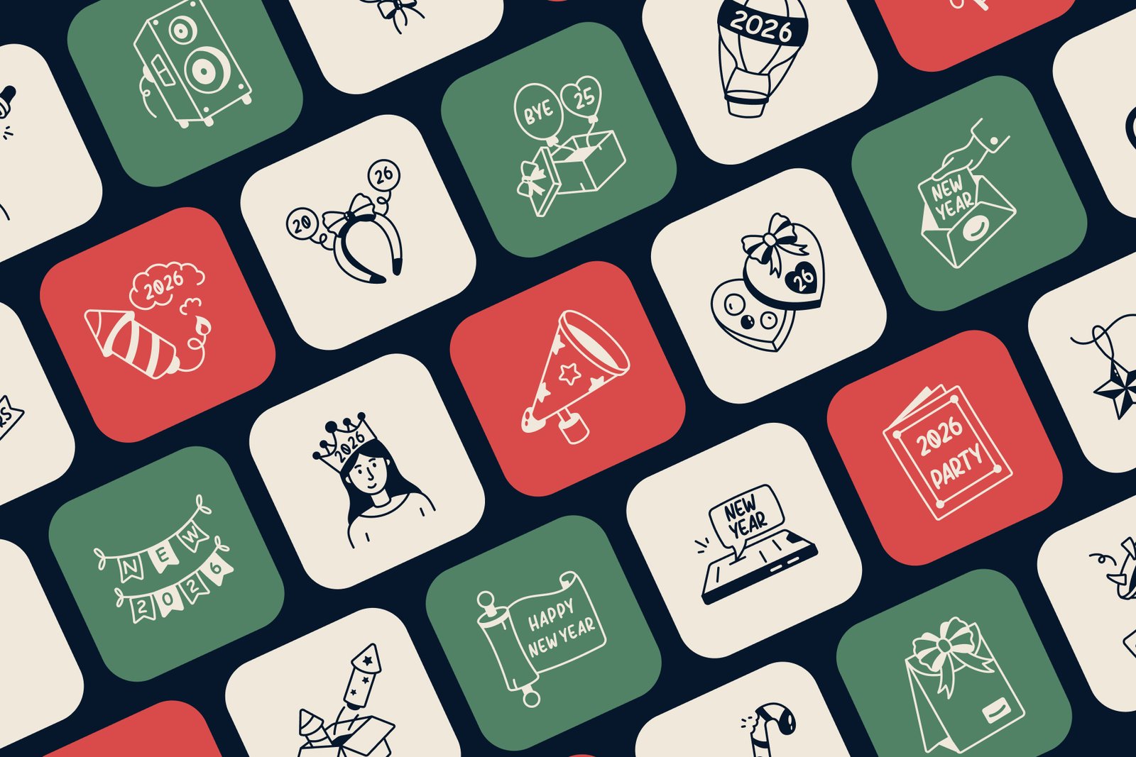 New Year Doodles Art Set