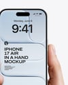 iPhone 17 Air Cloud White in a Hand Mockup
