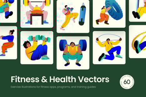 Fitness and Health Illustration Art Set