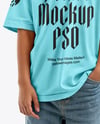 Boy Wearing Oversize T-Shirt and Baseball Cap Mockup