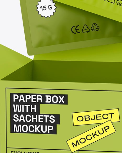 Paper Box With Sachets Mockup