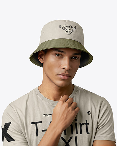 A Man Wearing a Bucket Hat Mockup