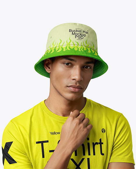 A Man Wearing a Bucket Hat Mockup