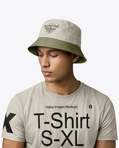 A Man Wearing a Bucket Hat Mockup