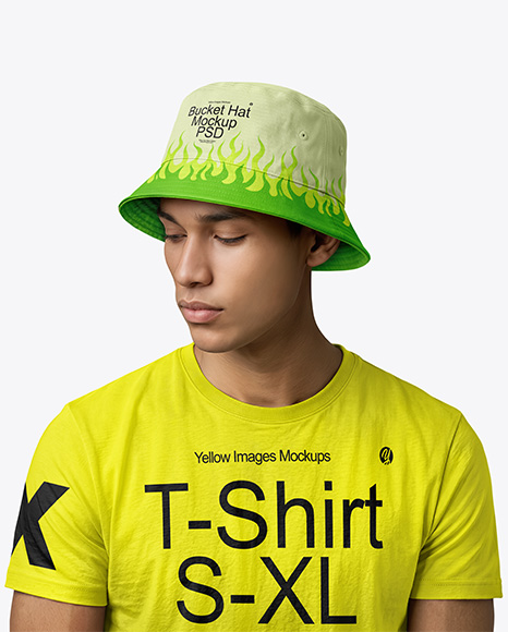 A Man Wearing a Bucket Hat Mockup