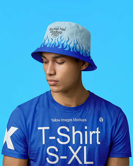 A Man Wearing a Bucket Hat Mockup