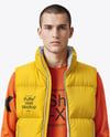 A Man Wearing a Puffer Vest Mockup