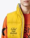 A Man Wearing a Puffer Vest Mockup