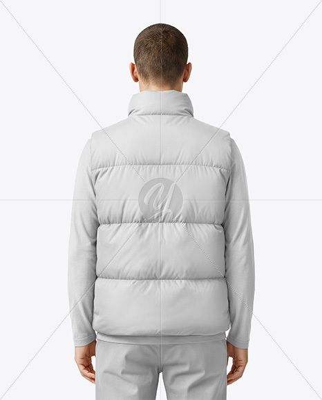 A Man Wearing a Puffer Vest Mockup