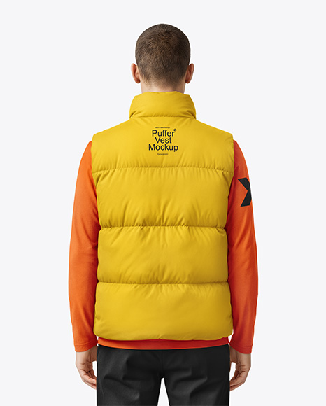 A Man Wearing a Puffer Vest Mockup