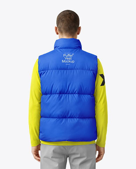 A Man Wearing a Puffer Vest Mockup