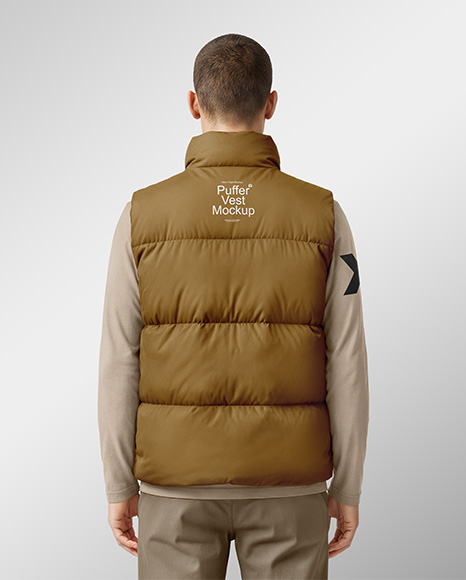 A Man Wearing a Puffer Vest Mockup