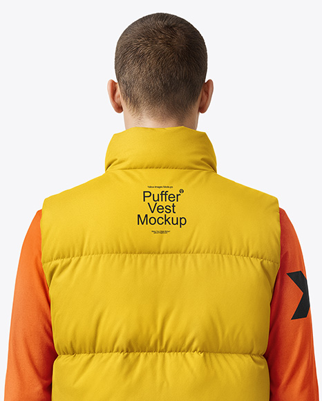 A Man Wearing a Puffer Vest Mockup