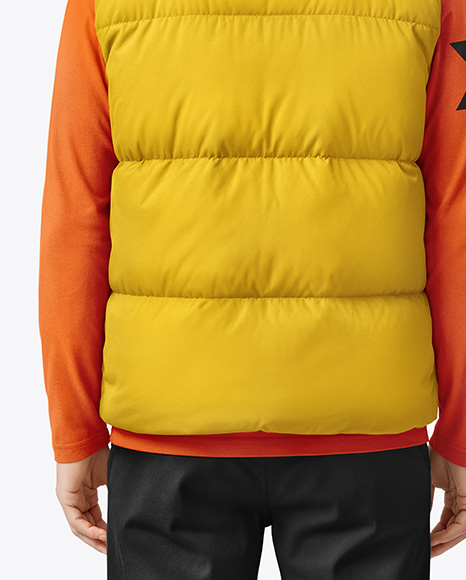 A Man Wearing a Puffer Vest Mockup