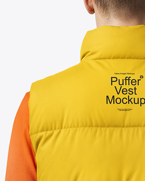 A Man Wearing a Puffer Vest Mockup