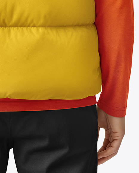 A Man Wearing a Puffer Vest Mockup