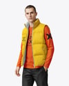 A Man Wearing a Puffer Vest Mockup