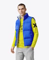 A Man Wearing a Puffer Vest Mockup