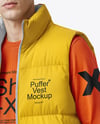 A Man Wearing a Puffer Vest Mockup