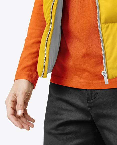 A Man Wearing a Puffer Vest Mockup