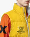 A Man Wearing a Puffer Vest Mockup