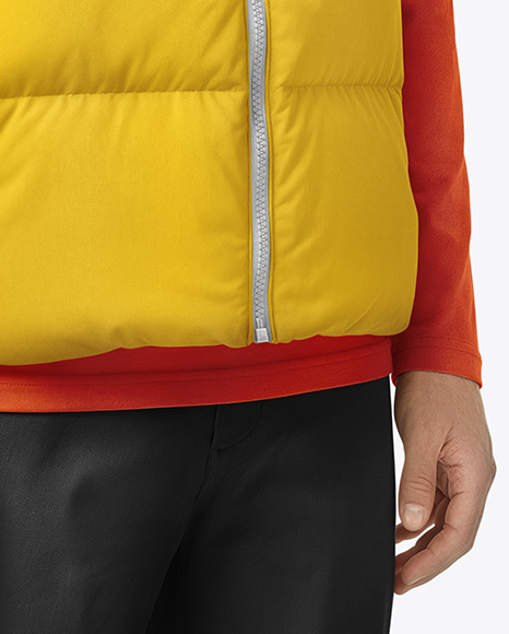 A Man Wearing a Puffer Vest Mockup
