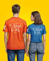 A Young Man and a Young Woman Wearing T-shirts and Jeans Mockup
